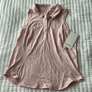 LULULEMON Quick-Dry Sleeveless Polo Shirt - Flush Pink ( Size 12)